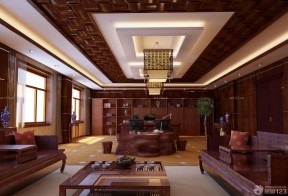 中式办公室 木质沙发 