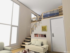室内阁楼楼梯 现代美式 