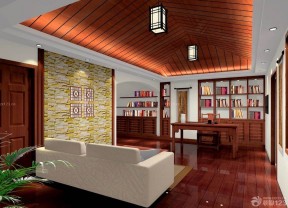 红木色木地板 书房设计