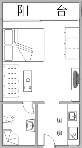 经典地中海风格一室一厅公寓户型图