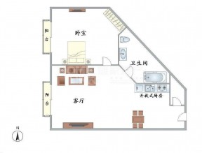 美式风格一室一厅公寓户型图