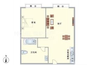 最新现代风格一室一厅公寓户型图