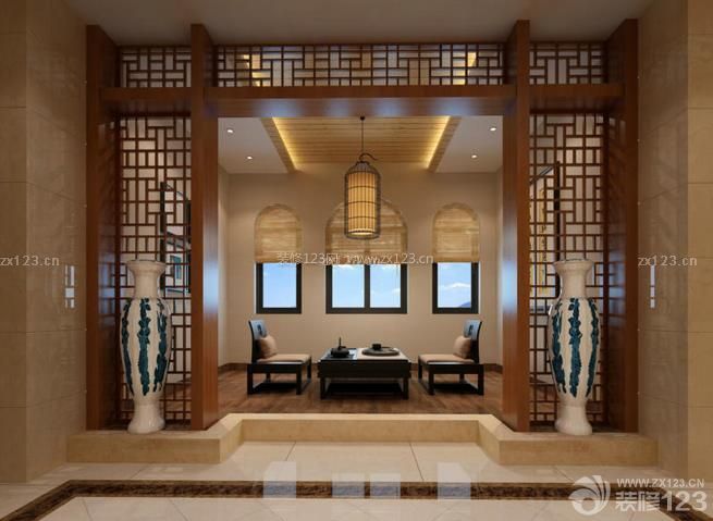 中式装修风格 家庭休闲区 