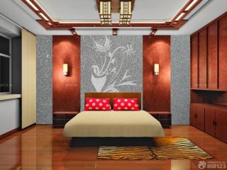 中式卧室液态壁纸装修效果图