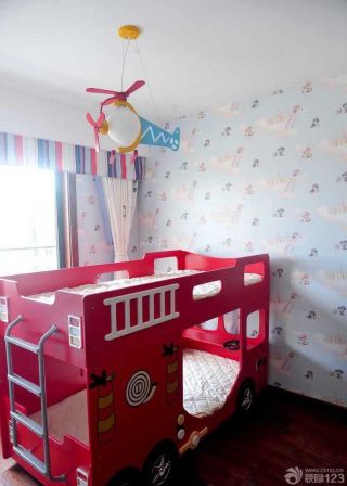 9平米卧室儿童高低床摆放效果图