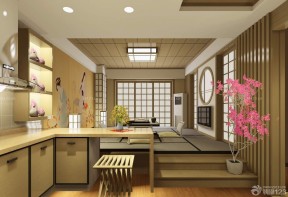 日式风格家庭休闲区榻榻米坐垫实景图 