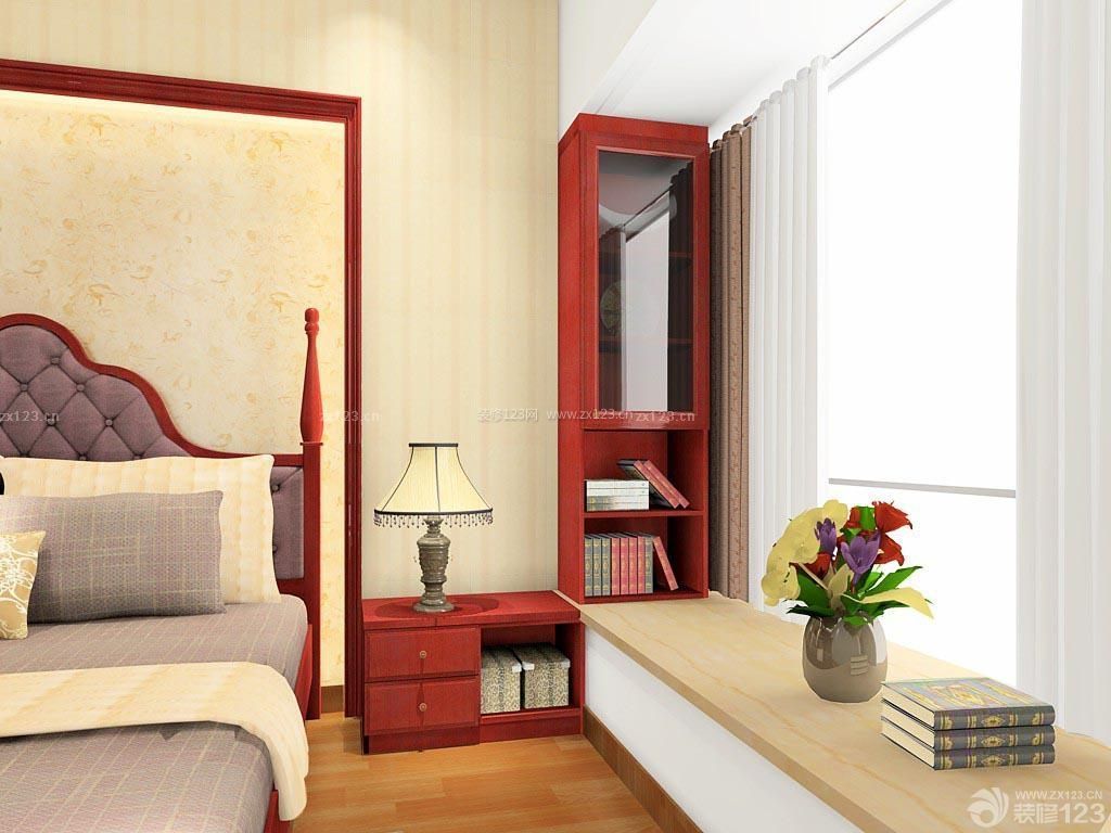  美式风格小户型卧室飘窗设计图