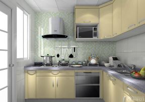 整体厨房黄色橱柜设计图片