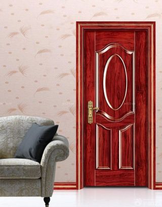 红木色钢木门装修效果图