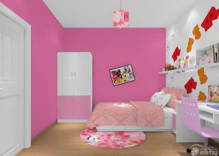 复式卧室粉色墙面效果图