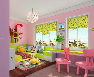 儿童房粉色墙面卧室装修效果图