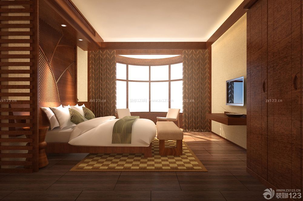 中式风格一室卧房装修效果图