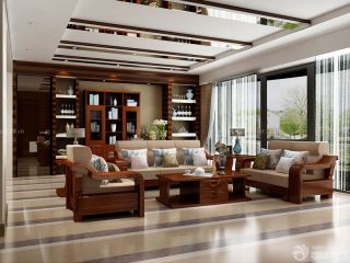 现代风格木质沙发摆放图