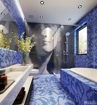 卫生间浴室小格子砖墙面设计图片 