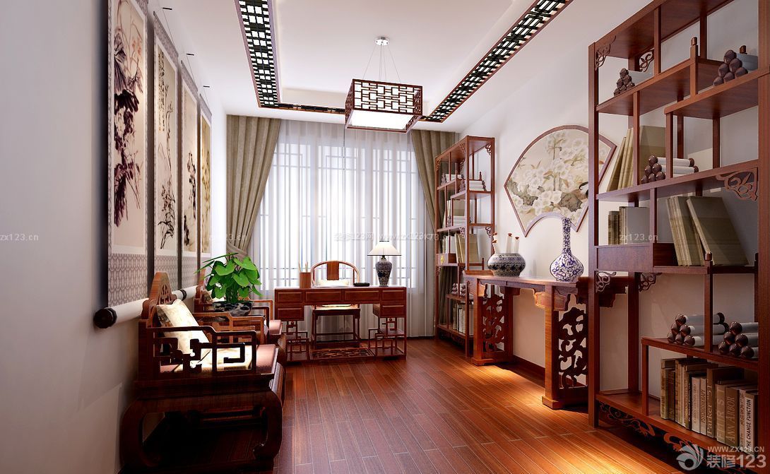 中式家装设计 书房家具 