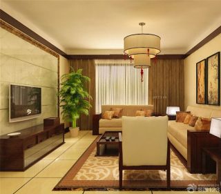 中式风格二室一厅豪华客厅装修效果图
