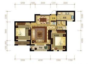 78平两房两厅户型图