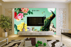 现代客厅电视背景墙设计实景图