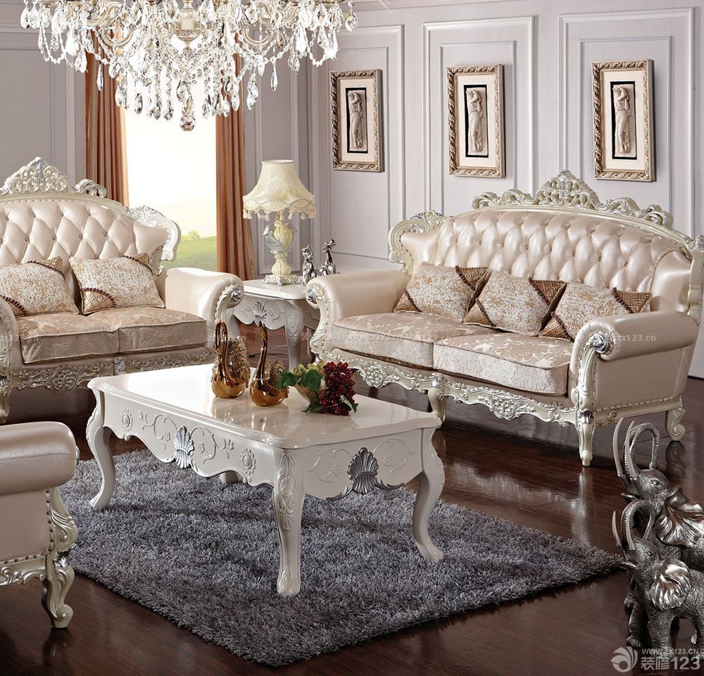 精致奢华小户型欧式真皮沙发