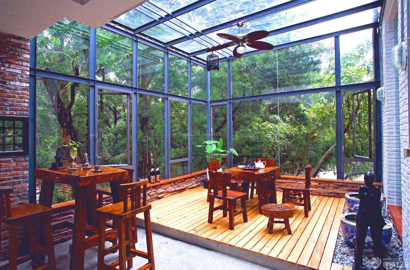 中式玻璃露台阳光房装修设计效果图大全欣赏