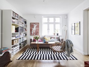 北欧风格客厅地毯铺贴效果图片