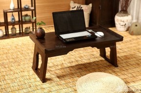 中式家居实木折叠电脑桌摆放效果图