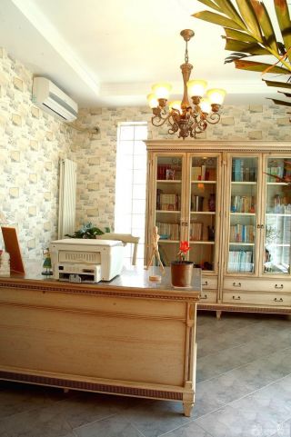 美式田园风格两室一厅书柜装修效果图