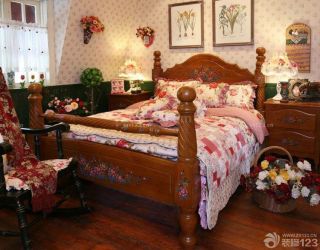 手绘美式家具美式双人床装修实景图