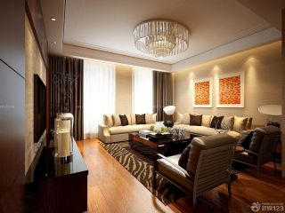 两室一厅小户型客厅褐色窗帘装修实景图