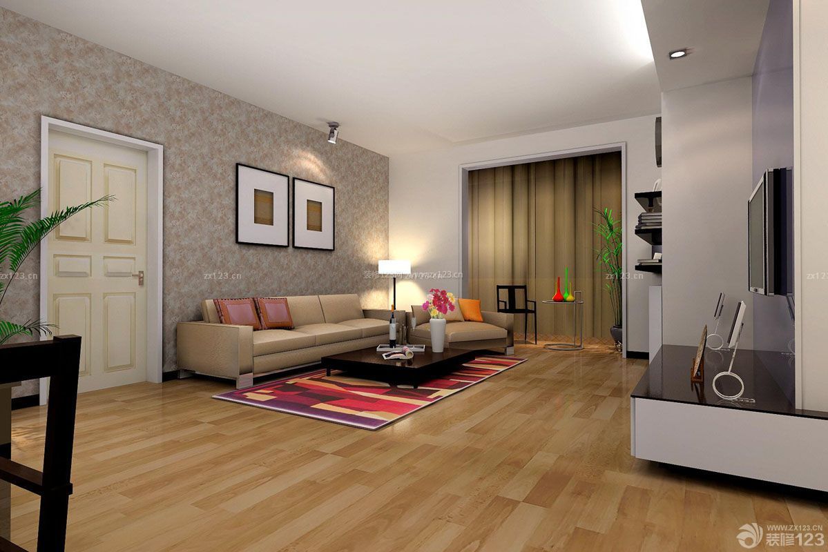 简约风格小户型跃式客厅沙发背景墙装修设计效果图欣赏