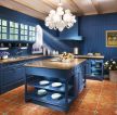 家庭厨房蓝色橱柜装修实景图 