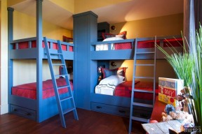 寝室蓝色床设计效果图