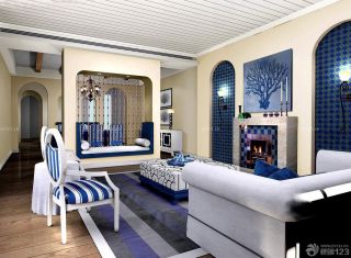 地中海风格小户型跃式客厅装修设计欣赏