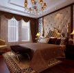 美式风格卧室棕色窗帘设计图