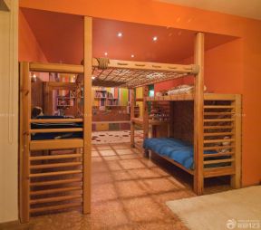 可爱儿童房间橙色墙面效果图