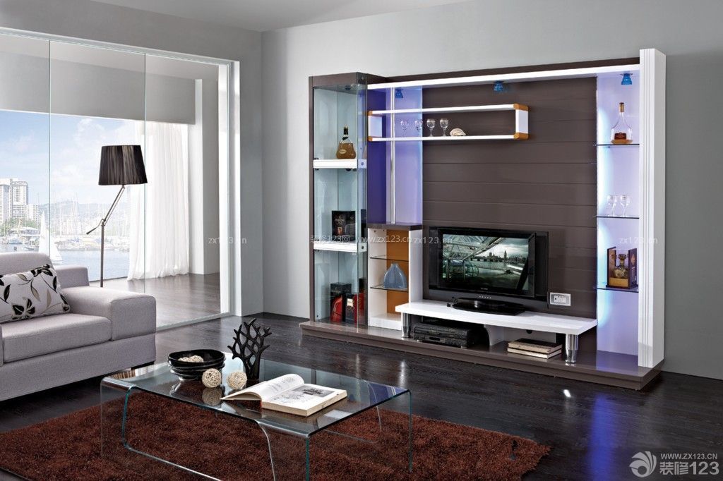 美式现代客厅组合电视柜效果图