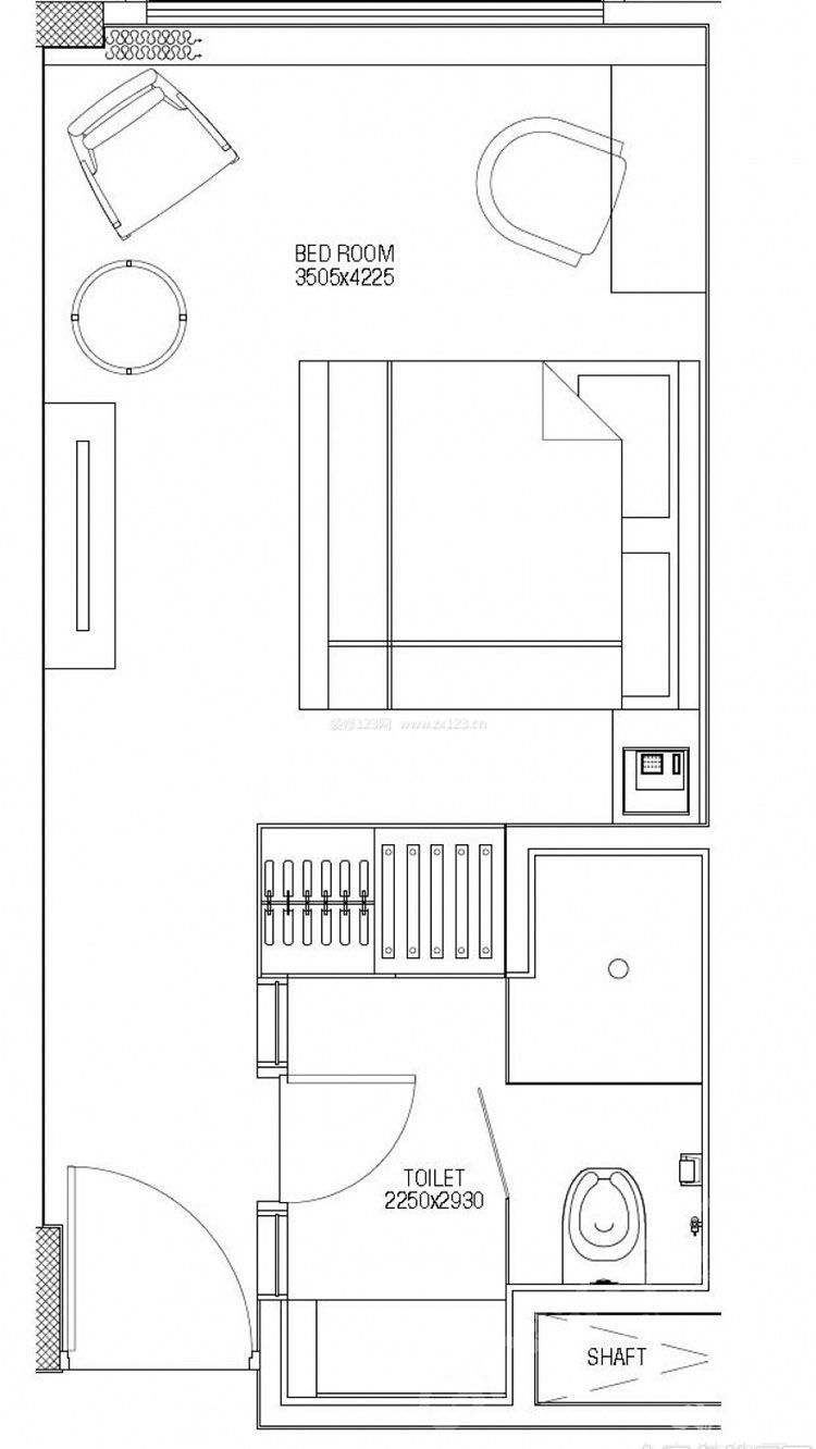 酒店式单身公寓长方形户型图大全