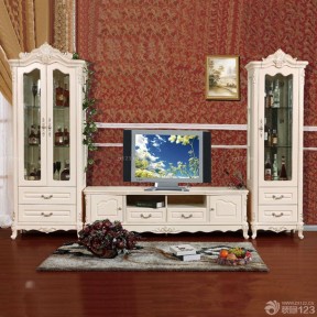 美式古典实木组合电视柜家具效果图