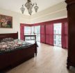 简约中式风格卧室红色窗帘装修效果图欣赏