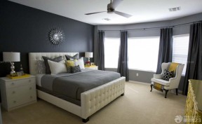 简欧式风格卧室灰色窗帘装修案例