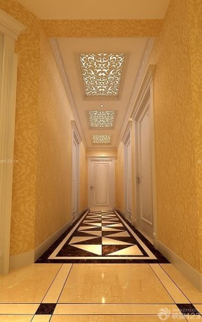 欧式风格走廊玄关镂空吊顶设计图片