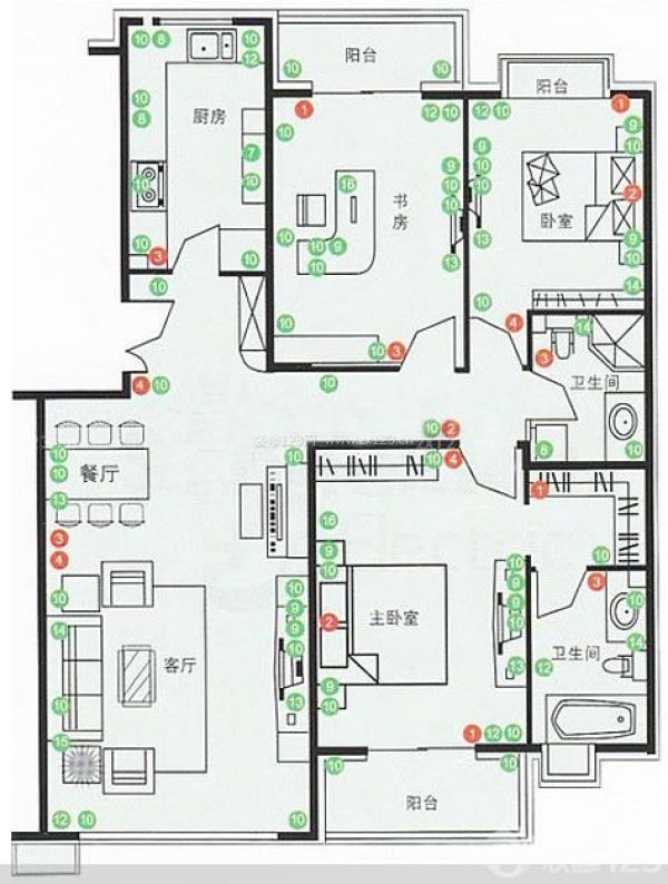 客厅电路设计配线图图片