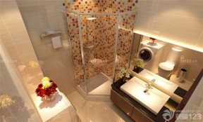 整体淋浴房马赛克杂色墙面设计图