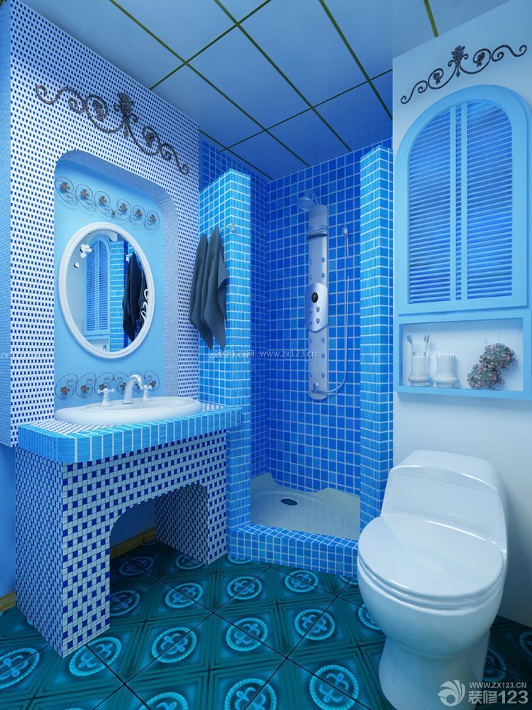 地中海风格小户型卫生间墙面设计图片