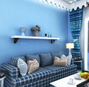 蓝色沙发背景墙