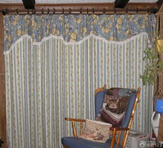 中式风格条纹窗帘装修样板