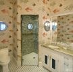 瓷砖壁画浴室玻璃门效果图