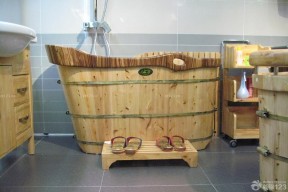 中式风格木质浴盆装修案例