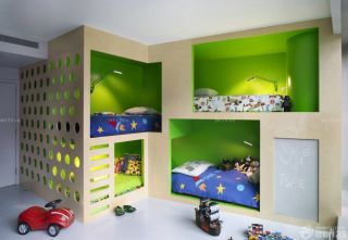 创意个性儿童卧室双层床装修实景图 