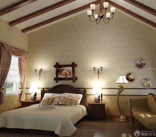 阁楼卧室美式乡村床设计图